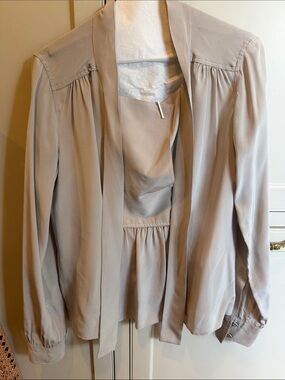 Light Gray Tie-Neck Blouse
